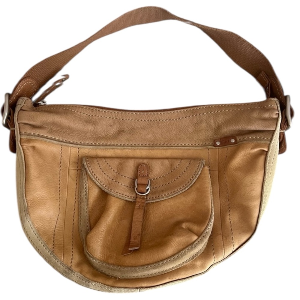 Vintage Fossil Slouchy Leather Hobo Bag Light brown/tan